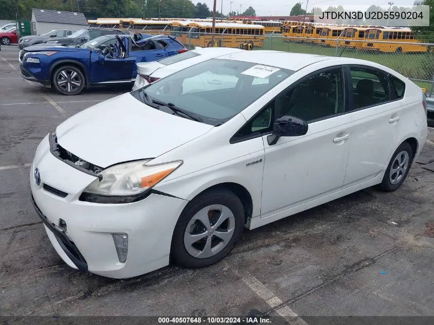 2013 Toyota Prius Two VIN: JTDKN3DU2D5590204 Lot: 40507648