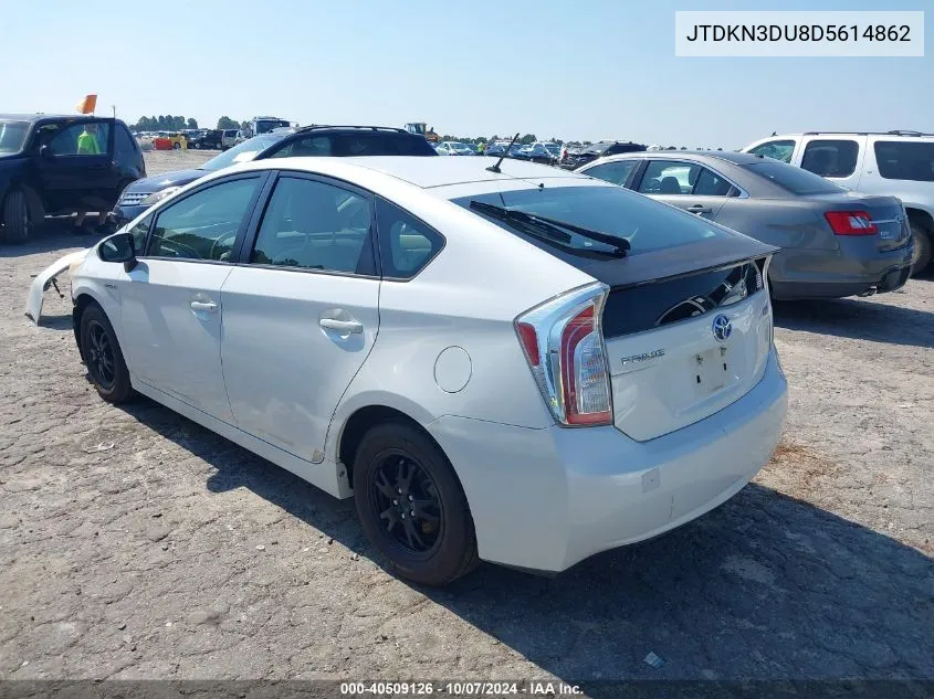 2013 Toyota Prius Two VIN: JTDKN3DU8D5614862 Lot: 40509126