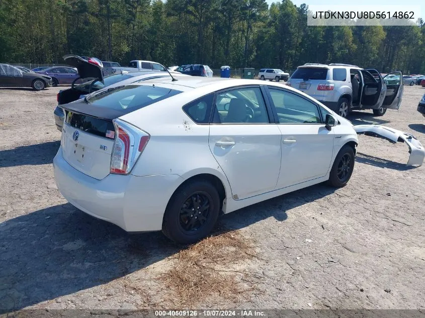 2013 Toyota Prius Two VIN: JTDKN3DU8D5614862 Lot: 40509126