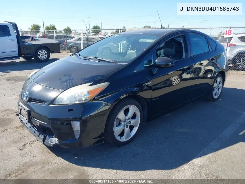 2013 Toyota Prius Five VIN: JTDKN3DU4D1685743 Lot: 40517155