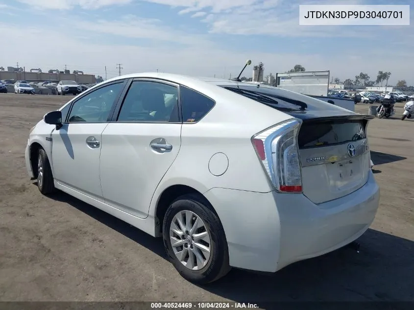 2013 Toyota Prius Plug-In VIN: JTDKN3DP9D3040701 Lot: 40524469