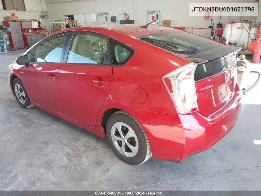 2013 Toyota Prius Three VIN: JTDKN3DU6D1621798 Lot: 40546001