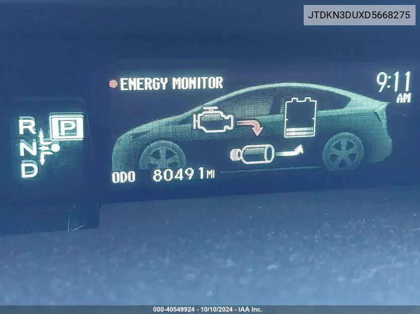 2013 Toyota Prius Three VIN: JTDKN3DUXD5668275 Lot: 40549924