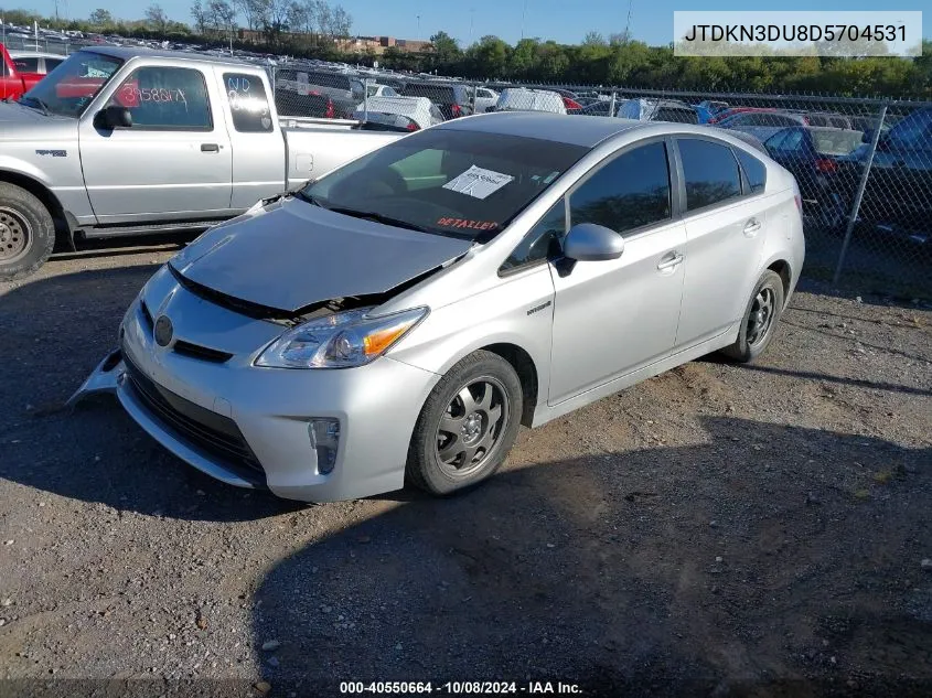 2013 Toyota Prius Two VIN: JTDKN3DU8D5704531 Lot: 40550664