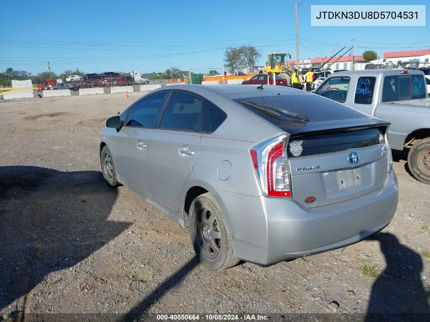 2013 Toyota Prius Two VIN: JTDKN3DU8D5704531 Lot: 40550664