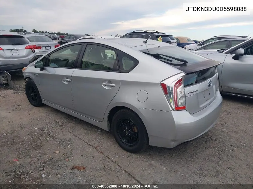 2013 Toyota Prius Two VIN: JTDKN3DU0D5598088 Lot: 40552808