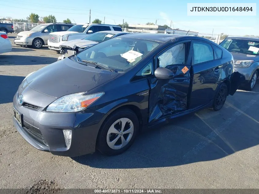 2013 Toyota Prius Two VIN: JTDKN3DU0D1648494 Lot: 40573871