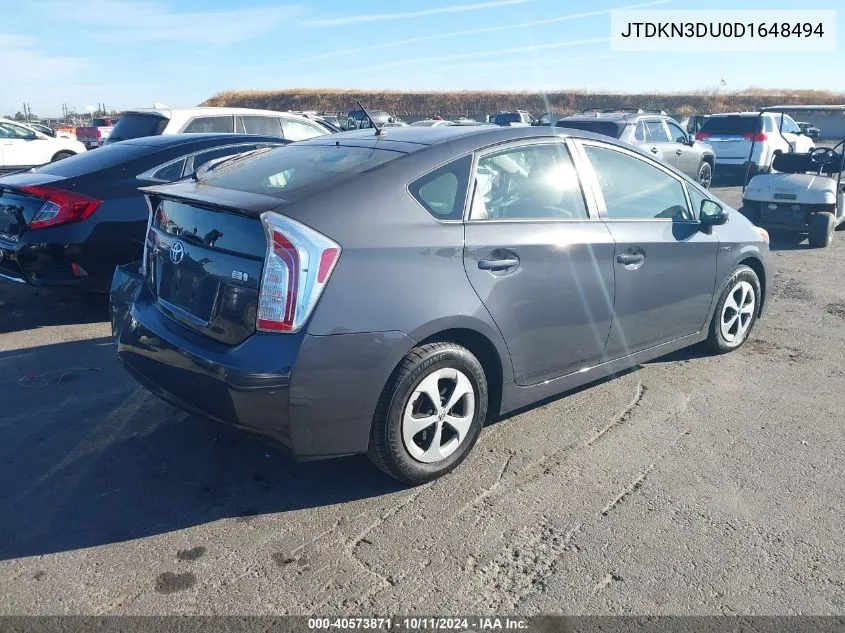 2013 Toyota Prius Two VIN: JTDKN3DU0D1648494 Lot: 40573871