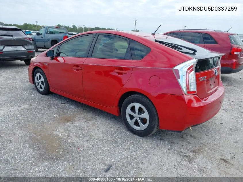 2013 Toyota Prius Two VIN: JTDKN3DU5D0337259 Lot: 40588180