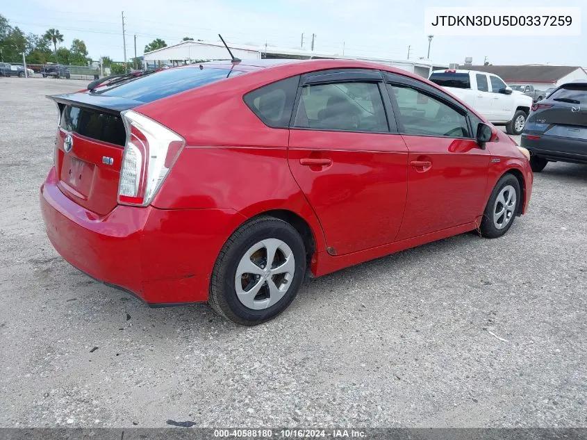 2013 Toyota Prius Two VIN: JTDKN3DU5D0337259 Lot: 40588180