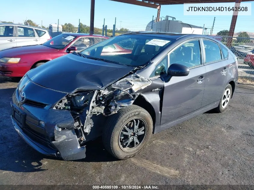 2013 Toyota Prius Two VIN: JTDKN3DU4D1643508 Lot: 40595109