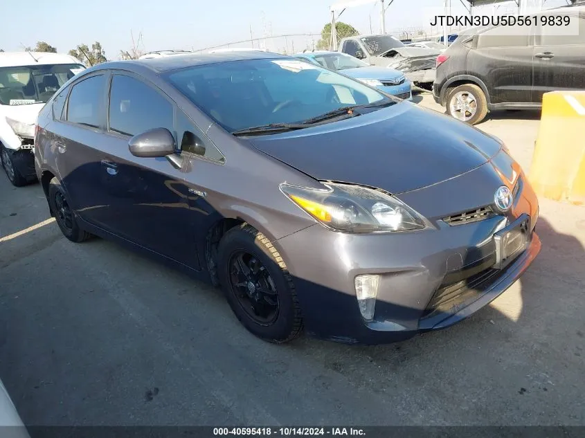 2013 Toyota Prius Three VIN: JTDKN3DU5D5619839 Lot: 40595418