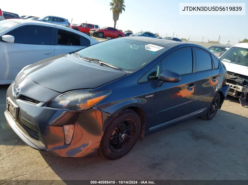 2013 Toyota Prius Three VIN: JTDKN3DU5D5619839 Lot: 40595418