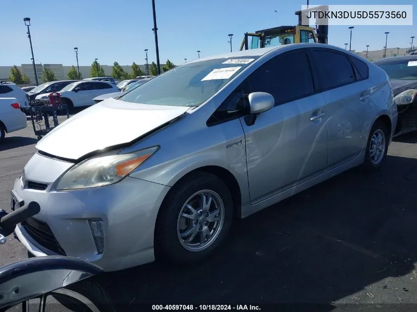 2013 Toyota Prius Two VIN: JTDKN3DU5D5573560 Lot: 40597048