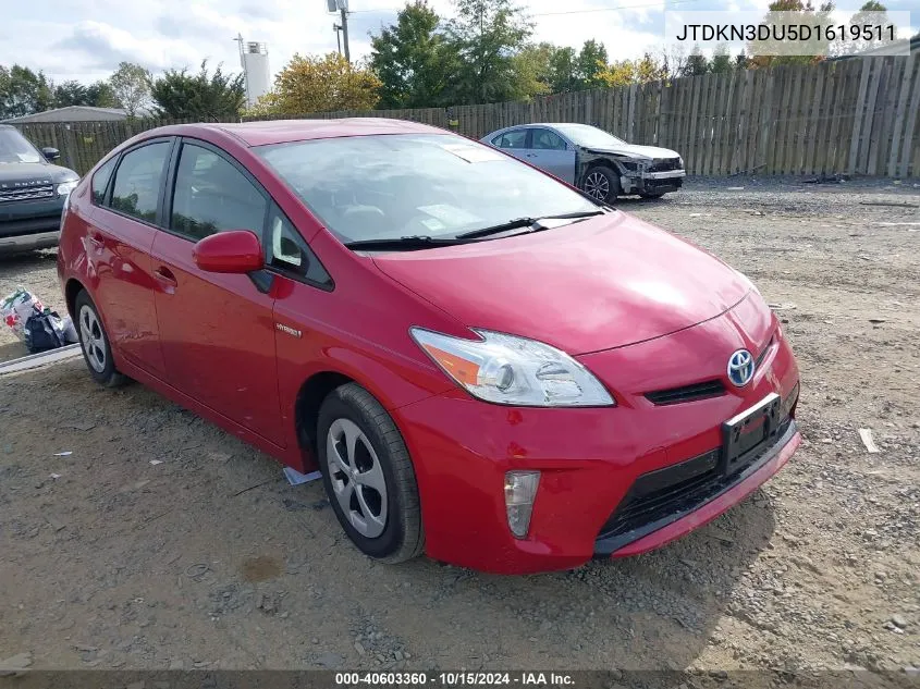 2013 Toyota Prius Four VIN: JTDKN3DU5D1619511 Lot: 40603360