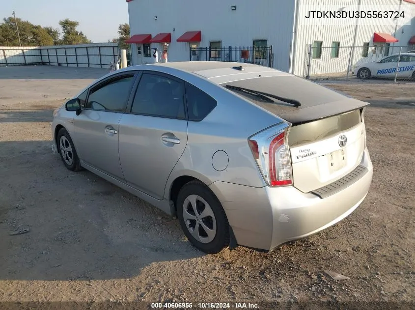 2013 Toyota Prius Three VIN: JTDKN3DU3D5563724 Lot: 40606955