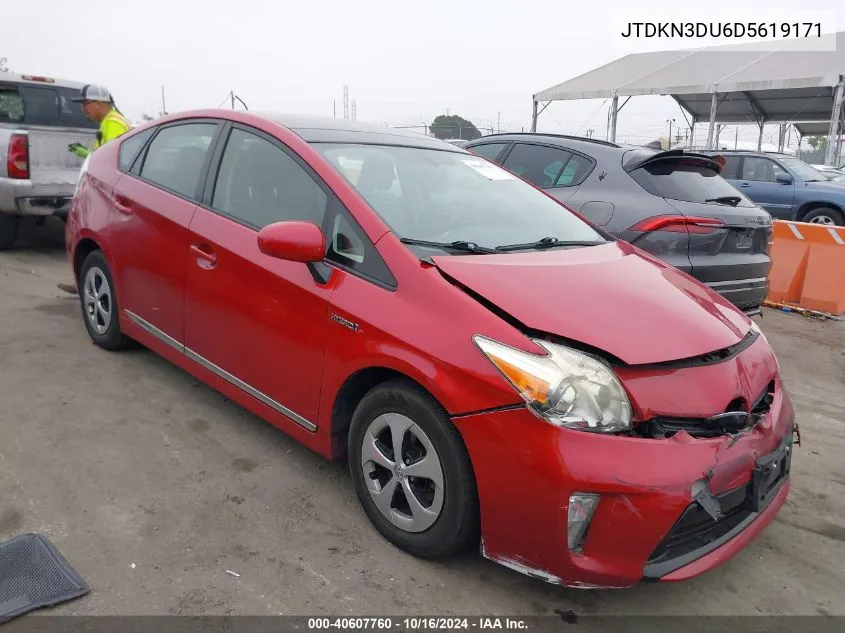 2013 Toyota Prius VIN: JTDKN3DU6D5619171 Lot: 40607760