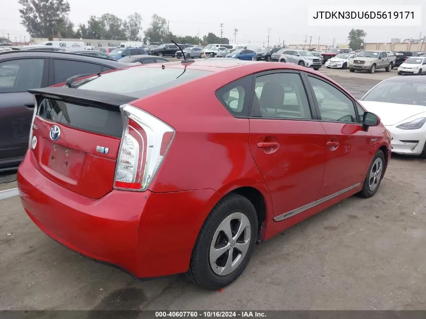 2013 Toyota Prius VIN: JTDKN3DU6D5619171 Lot: 40607760