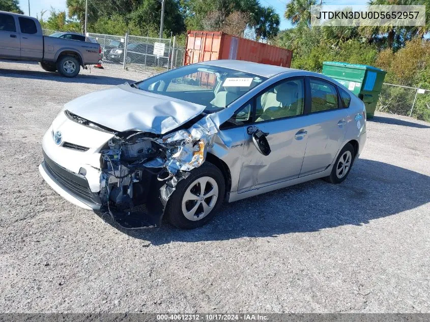 2013 Toyota Prius Three VIN: JTDKN3DU0D5652957 Lot: 40612312