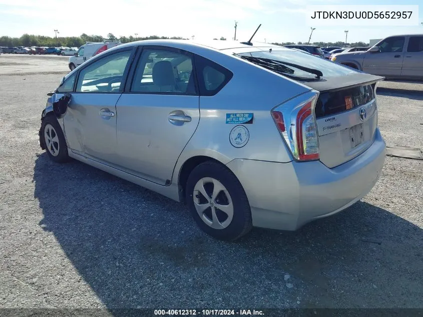 2013 Toyota Prius Three VIN: JTDKN3DU0D5652957 Lot: 40612312