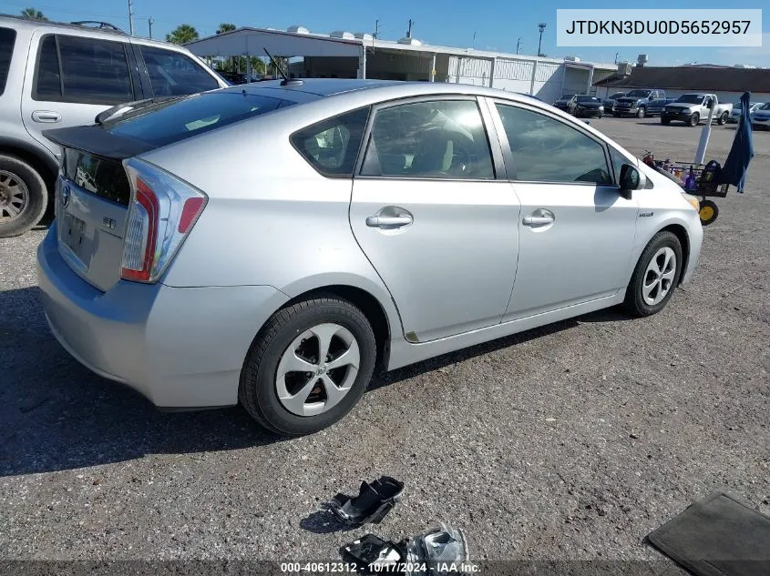 2013 Toyota Prius Three VIN: JTDKN3DU0D5652957 Lot: 40612312