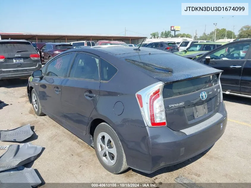 2013 Toyota Prius Four VIN: JTDKN3DU3D1674099 Lot: 40613105