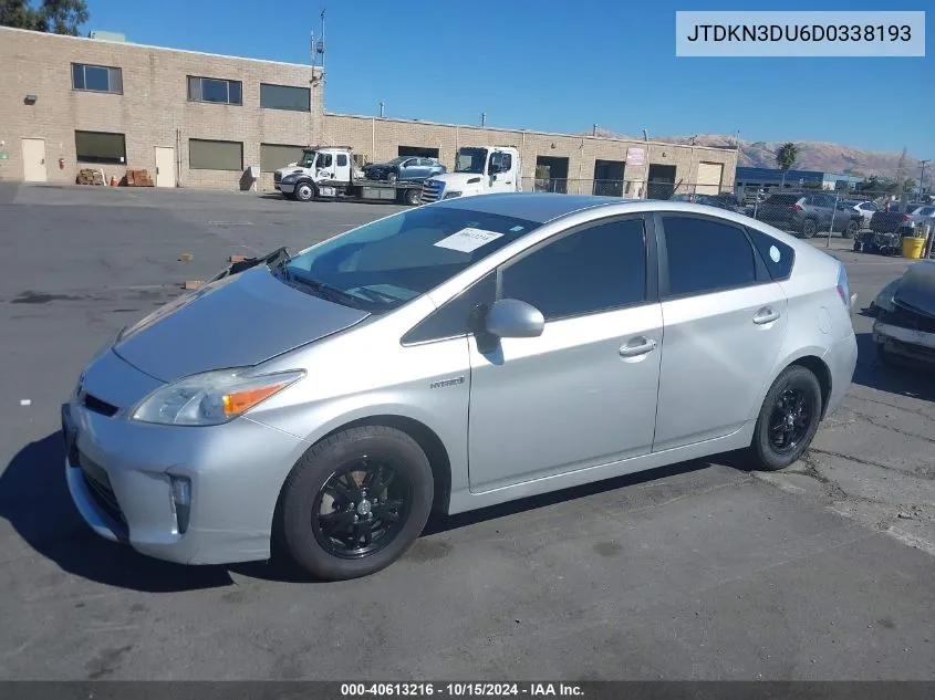 2013 Toyota Prius Two VIN: JTDKN3DU6D0338193 Lot: 40613216