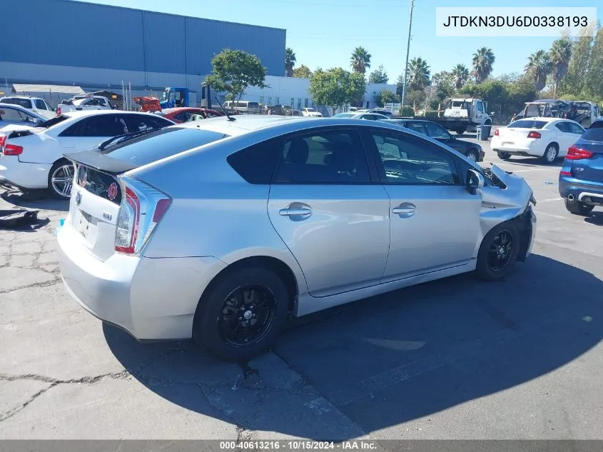 2013 Toyota Prius Two VIN: JTDKN3DU6D0338193 Lot: 40613216