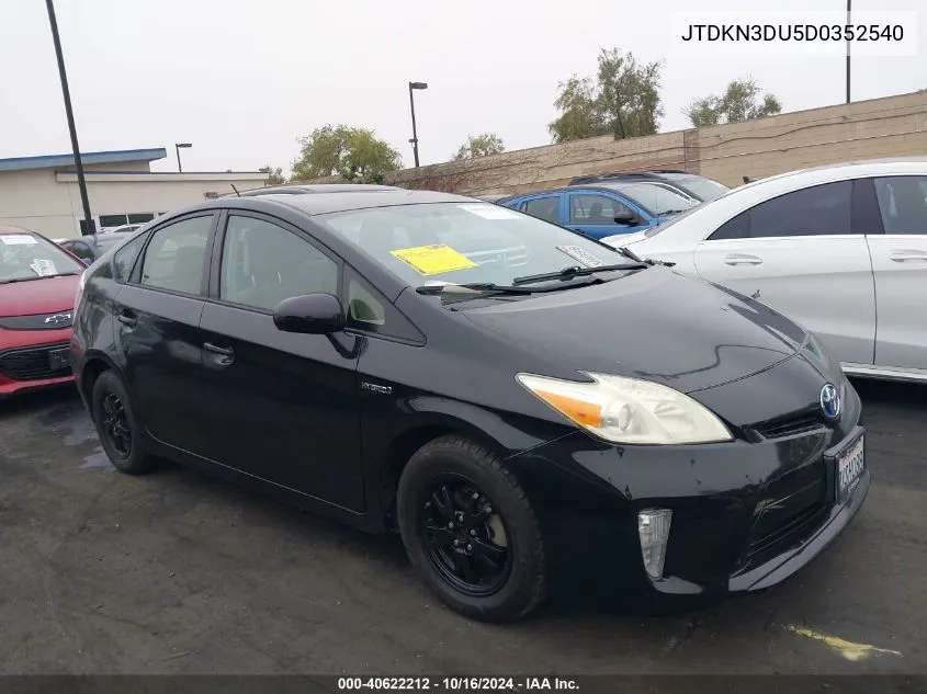 2013 Toyota Prius Three VIN: JTDKN3DU5D0352540 Lot: 40622212