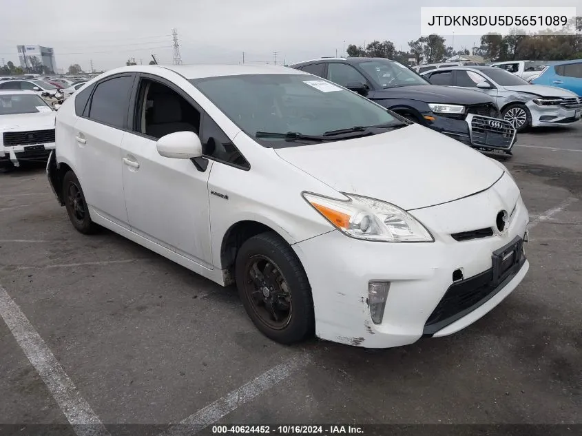 2013 Toyota Prius Two VIN: JTDKN3DU5D5651089 Lot: 40624452