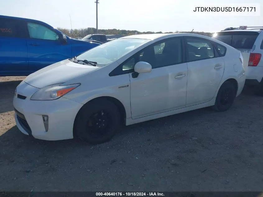 2013 Toyota Prius Four VIN: JTDKN3DU5D1667171 Lot: 40640176