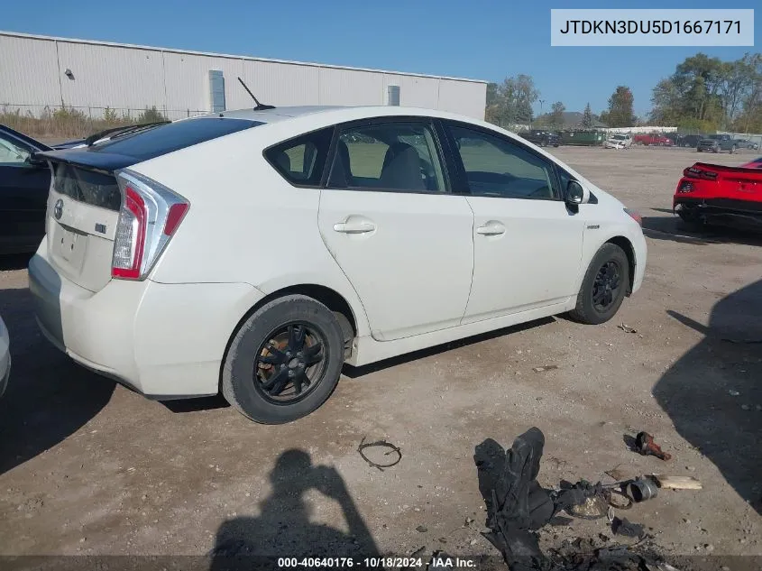 2013 Toyota Prius Four VIN: JTDKN3DU5D1667171 Lot: 40640176