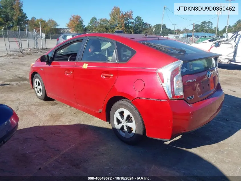 2013 Toyota Prius Two VIN: JTDKN3DU9D0350452 Lot: 40649572