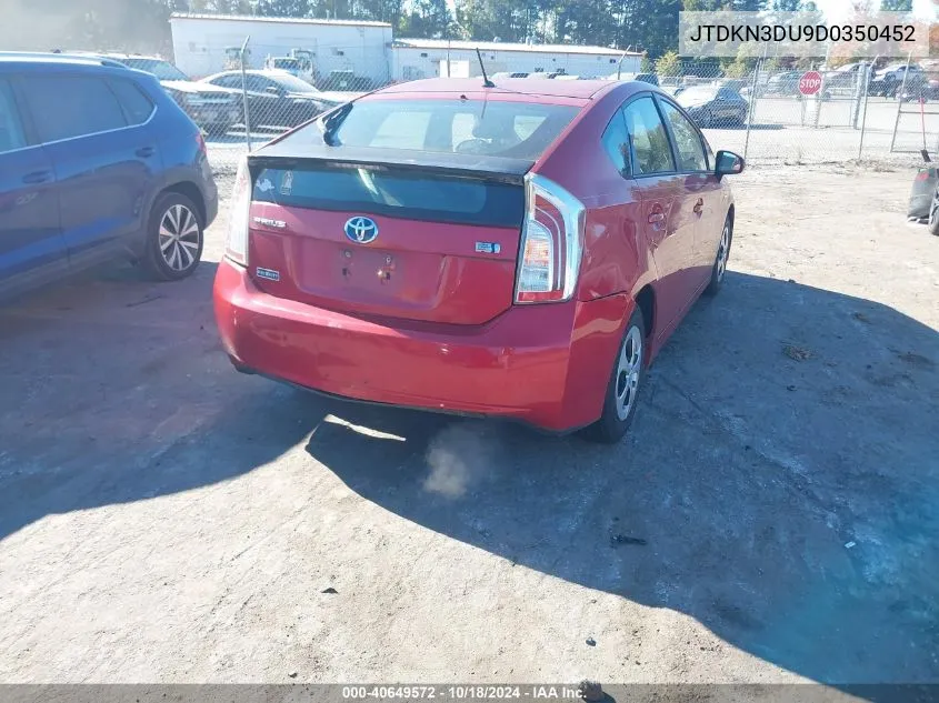 2013 Toyota Prius Two VIN: JTDKN3DU9D0350452 Lot: 40649572