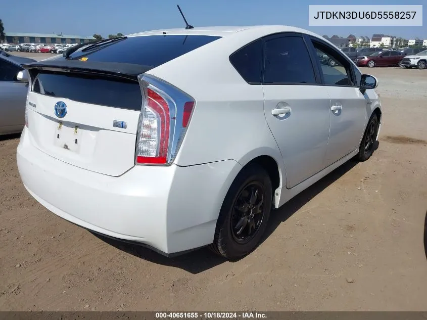 2013 Toyota Prius Two VIN: JTDKN3DU6D5558257 Lot: 40651655