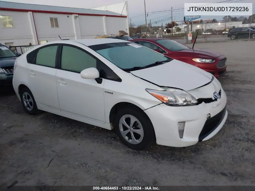 2013 Toyota Prius Four VIN: JTDKN3DU0D1729236 Lot: 40654453