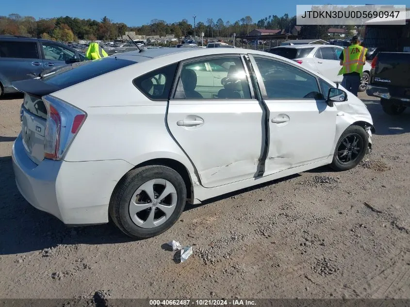 2013 Toyota Prius Two VIN: JTDKN3DU0D5690947 Lot: 40662487