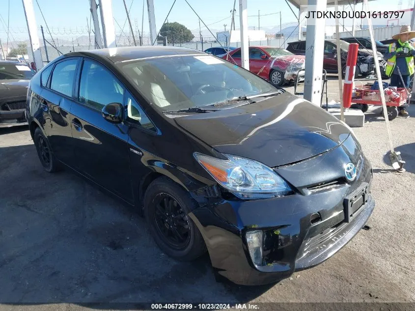 2013 Toyota Prius Three VIN: JTDKN3DU0D1618797 Lot: 40672999