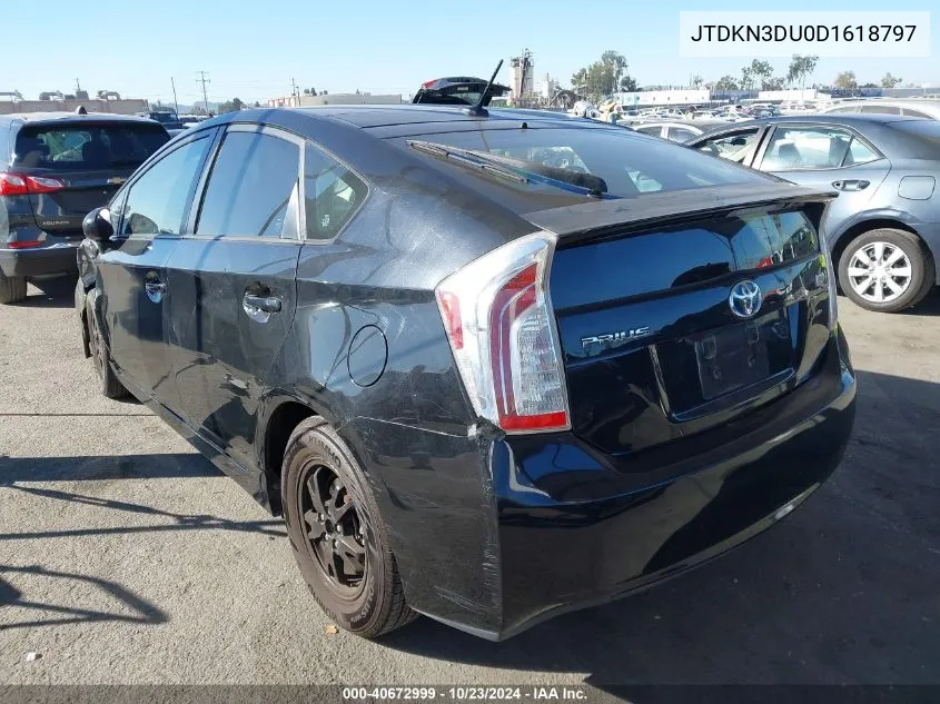 2013 Toyota Prius Three VIN: JTDKN3DU0D1618797 Lot: 40672999