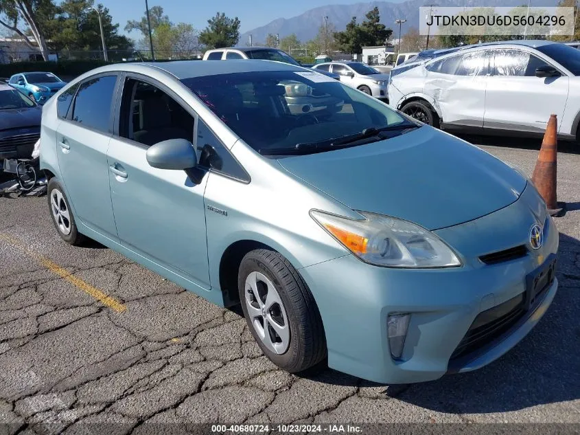 2013 Toyota Prius Three VIN: JTDKN3DU6D5604296 Lot: 40680724