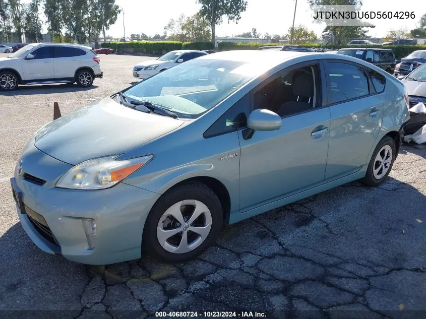 2013 Toyota Prius Three VIN: JTDKN3DU6D5604296 Lot: 40680724