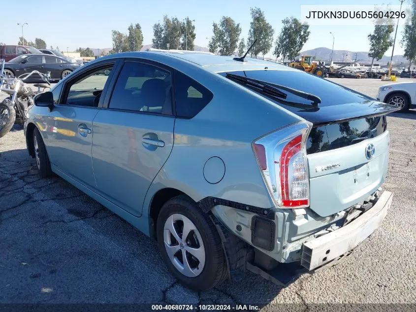 JTDKN3DU6D5604296 2013 Toyota Prius Three