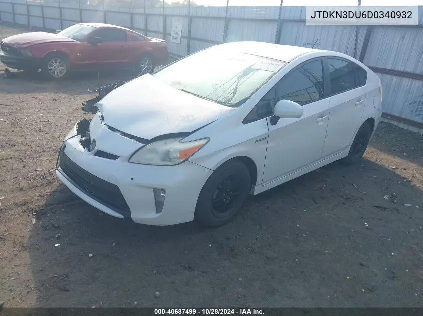 2013 Toyota Prius VIN: JTDKN3DU6D0340932 Lot: 40687499