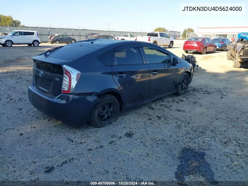 2013 Toyota Prius Two VIN: JTDKN3DU4D5624000 Lot: 40700006