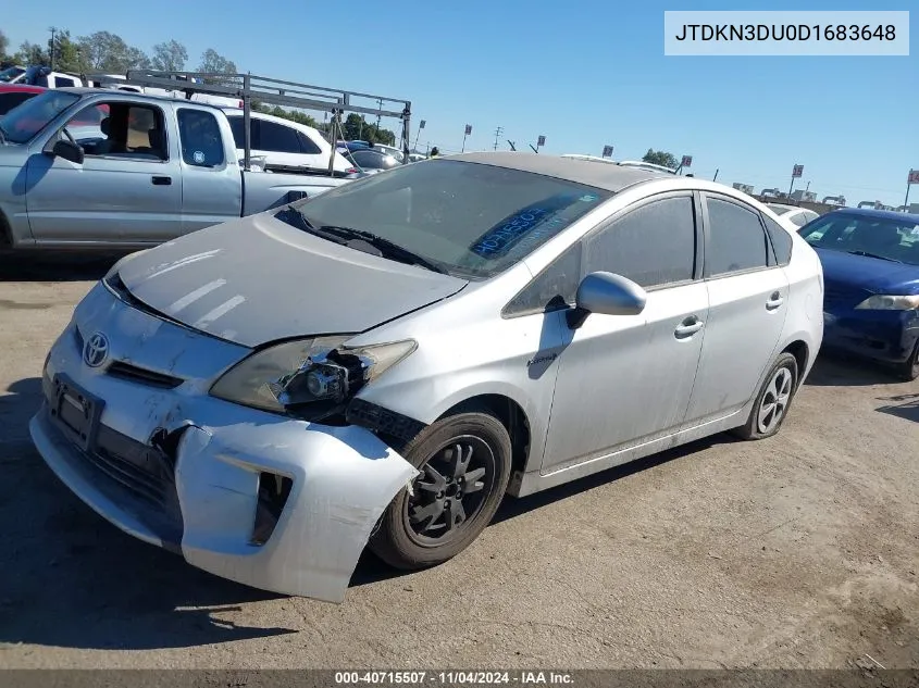 2013 Toyota Prius Two VIN: JTDKN3DU0D1683648 Lot: 40715507