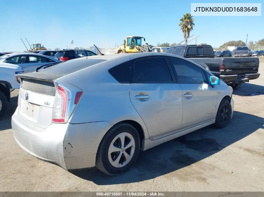 2013 Toyota Prius Two VIN: JTDKN3DU0D1683648 Lot: 40715507