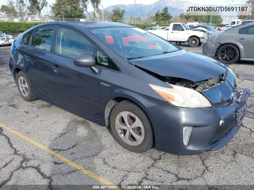 2013 Toyota Prius Three VIN: JTDKN3DU7D5691187 Lot: 40718891