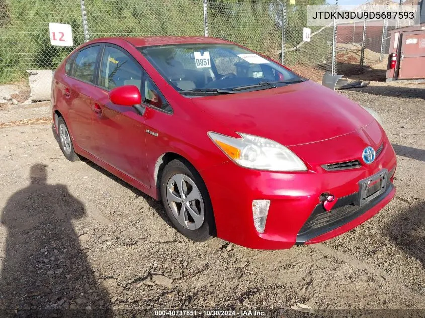 2013 Toyota Prius Two VIN: JTDKN3DU9D5687593 Lot: 40737851