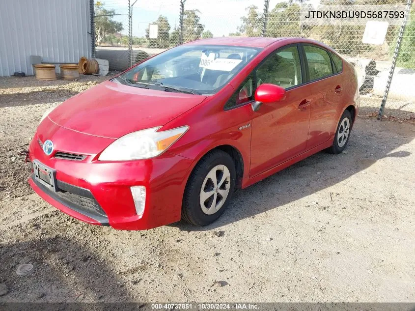 2013 Toyota Prius Two VIN: JTDKN3DU9D5687593 Lot: 40737851