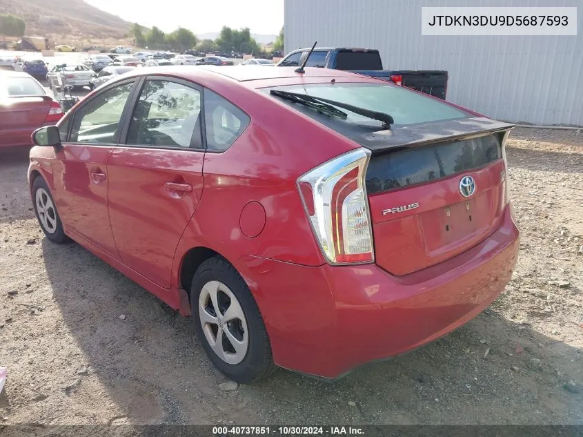 2013 Toyota Prius Two VIN: JTDKN3DU9D5687593 Lot: 40737851